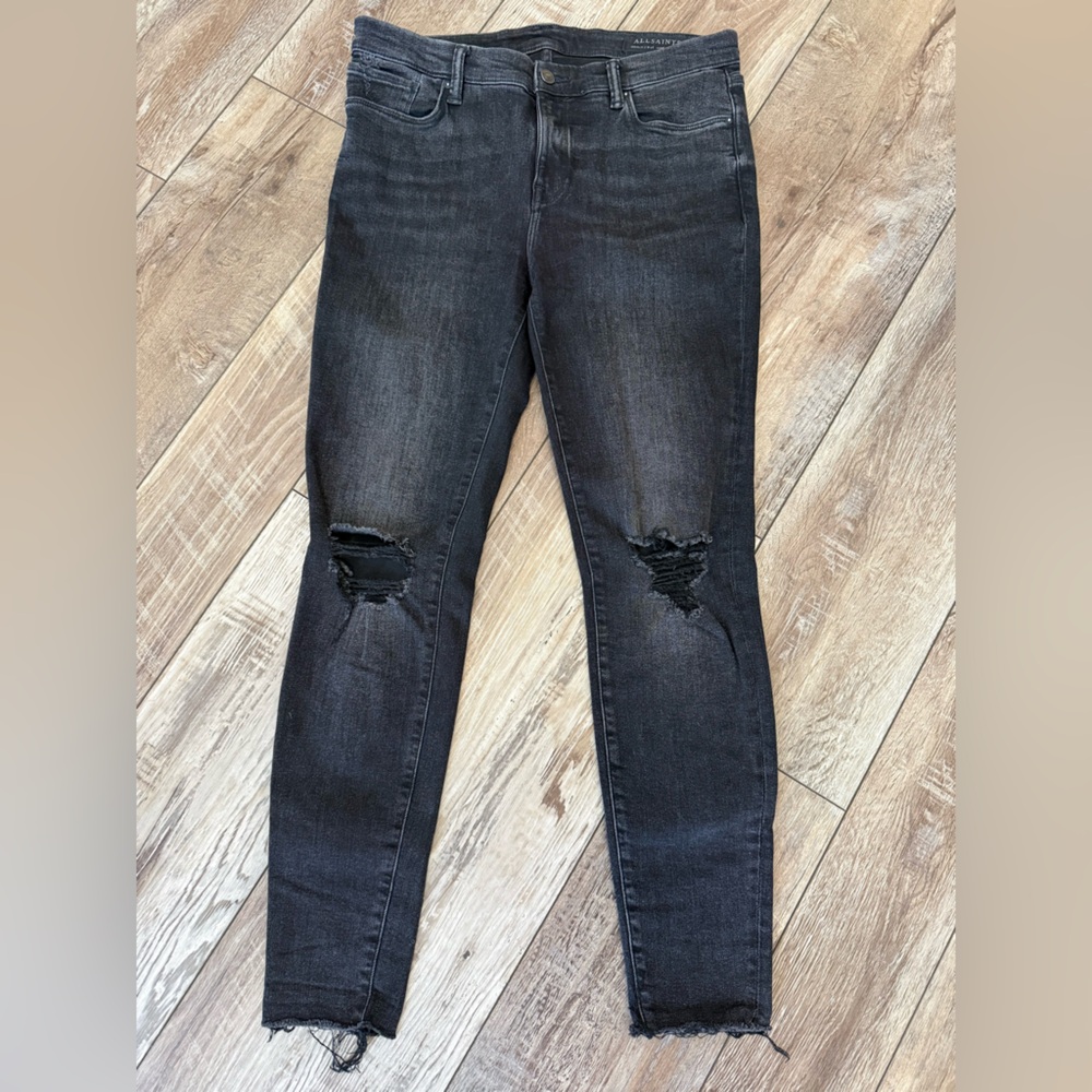 All Saints Grace Distressed Black Jeans